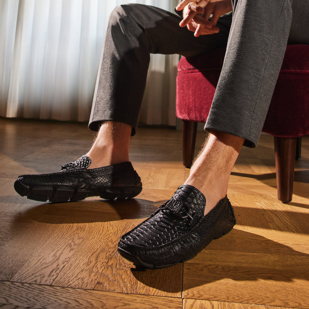 DACIO DRIVER | Donald Pliner Men Shoes Black Snake